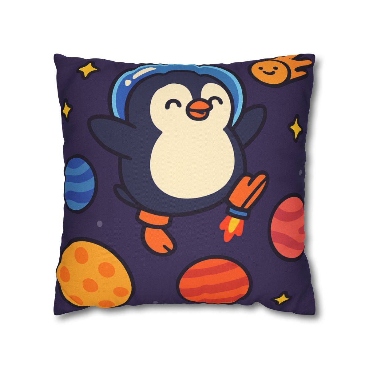 Planet Hopping Penguin Adventure stylish decorative pillowcases