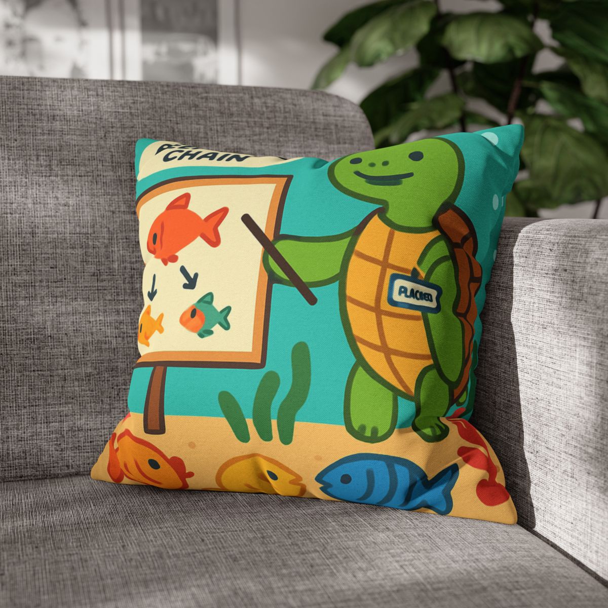 Coral Classroom Sea Turtle Guide trendy patterned pillow cases