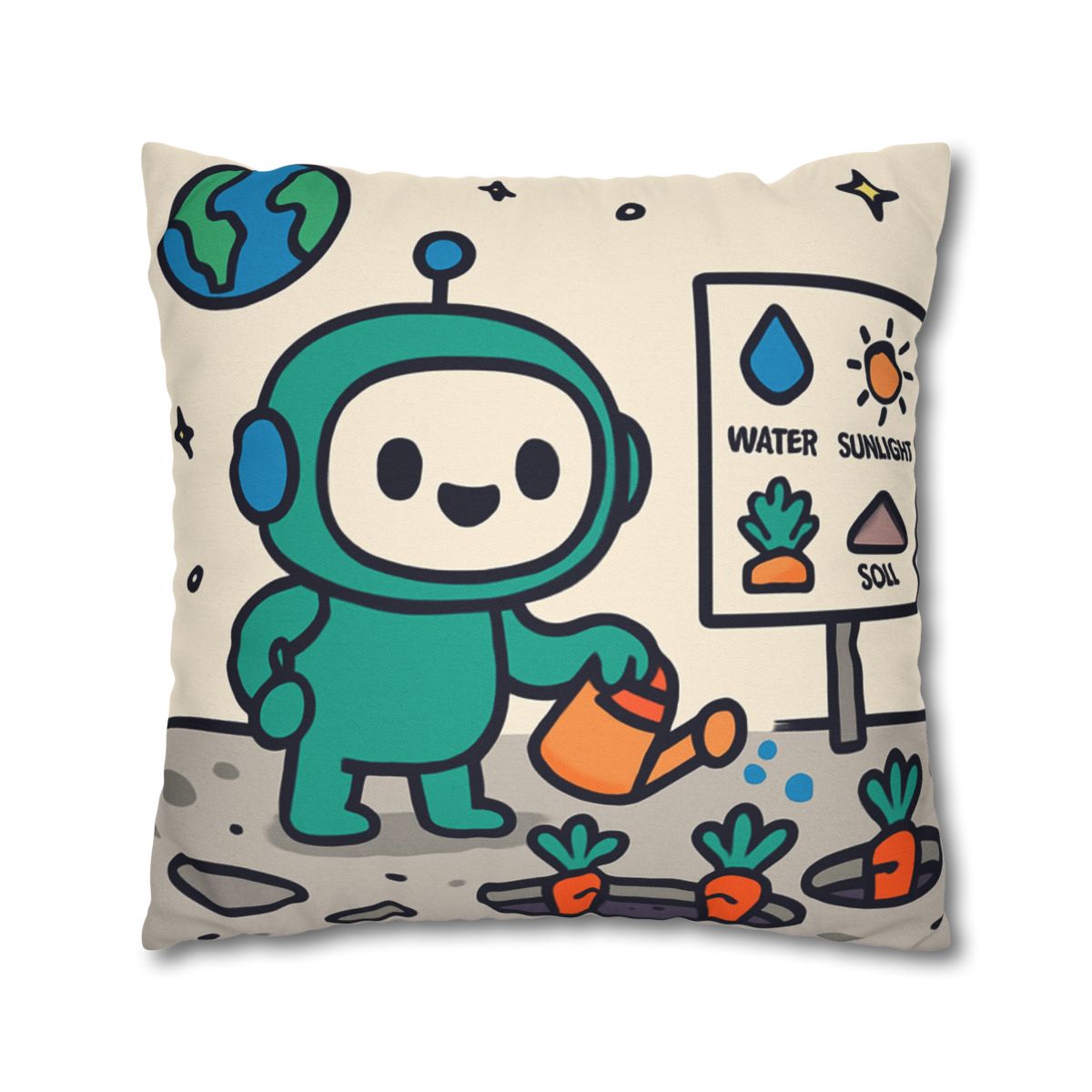 Moon Garden Robot Growing Crater Carrots unique gift pillow cases