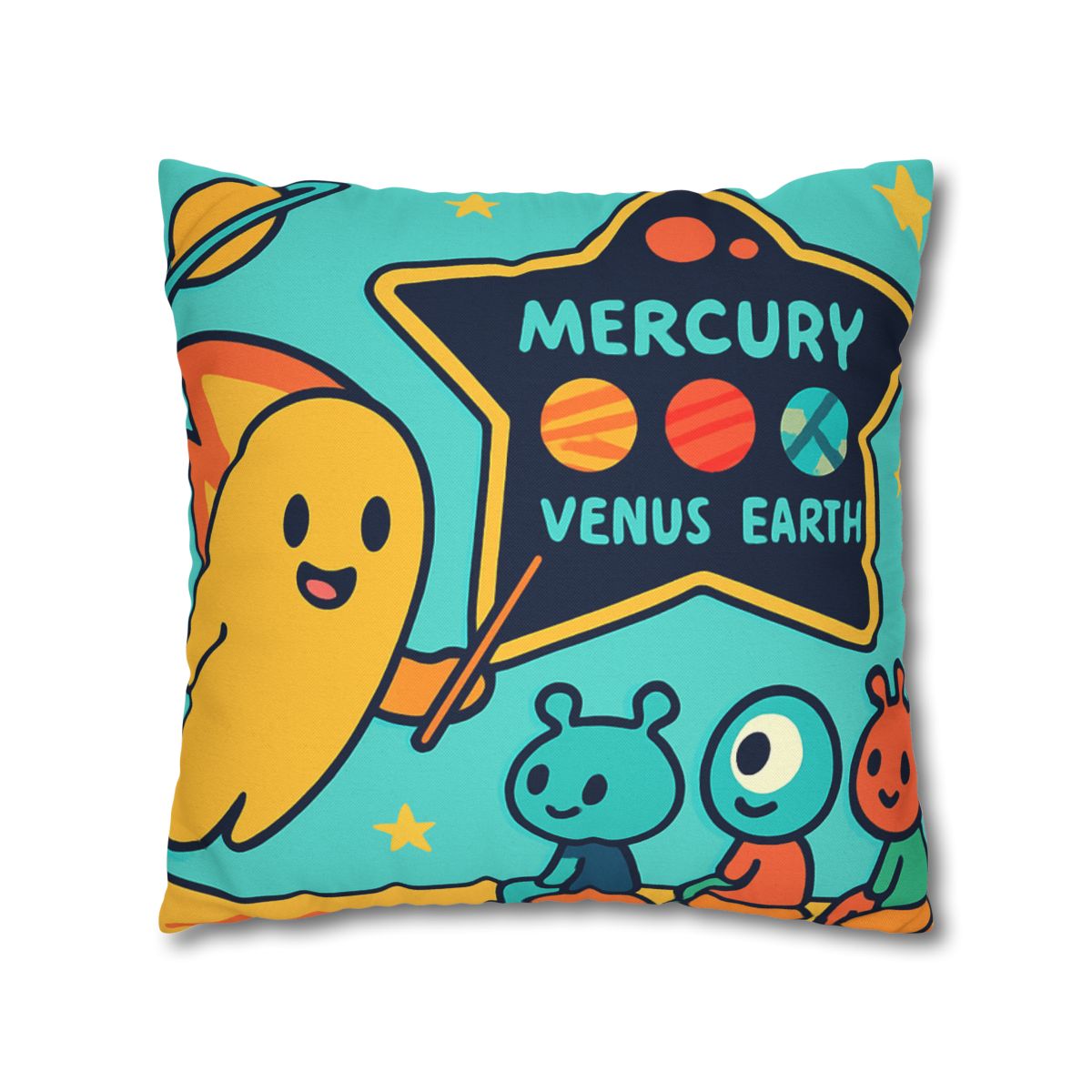 Comet Classroom On A Floating Asteroid designer print pillow cases