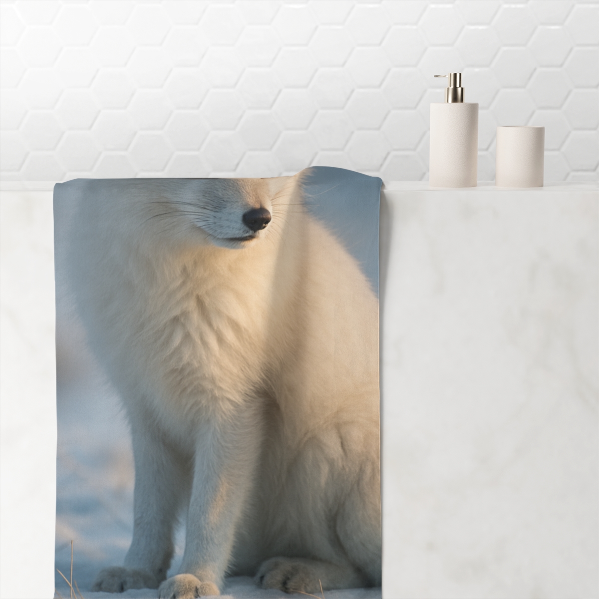 Glacial Whisper Arctic Fox comfortable face towels