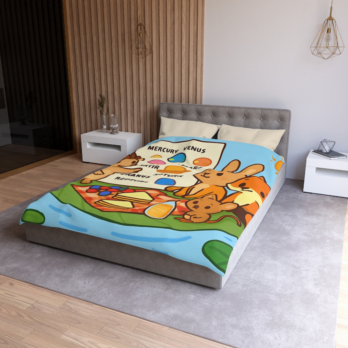 Solar System Picnic On A Floating Leaf stylish duvet covers