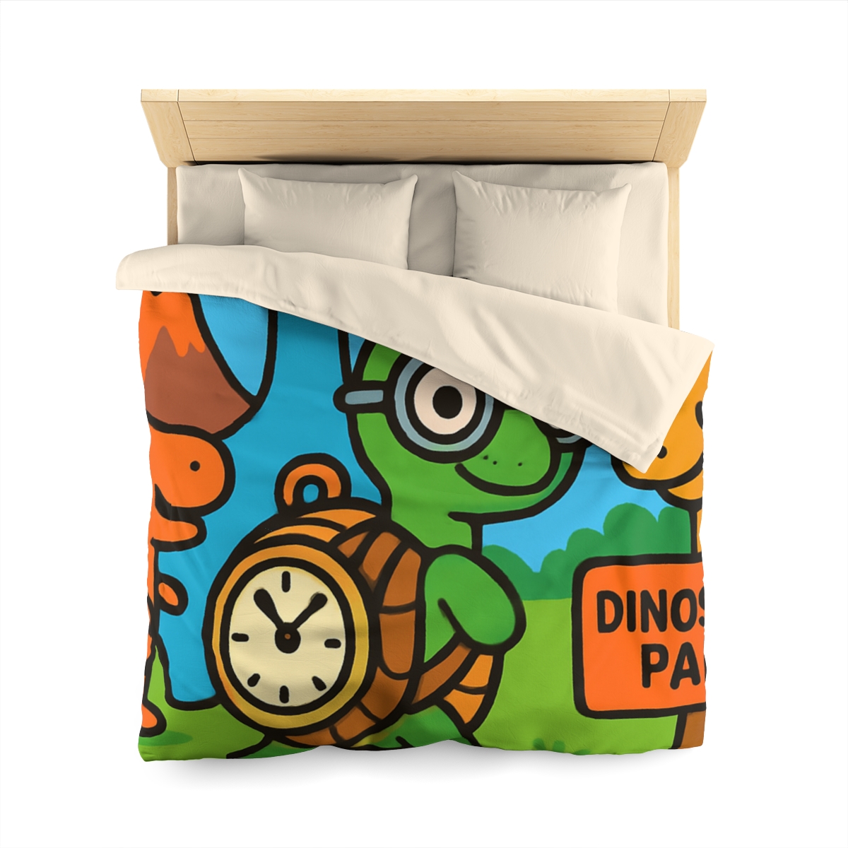 Time Traveling Turtle At The Dino Park designer printed duvets