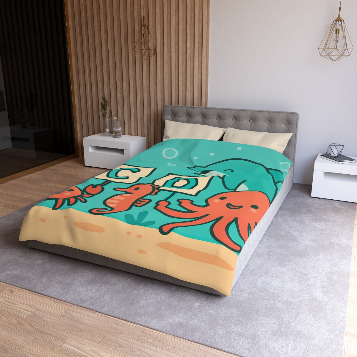 Coral Reef Alphabet Parade designer printed duvets