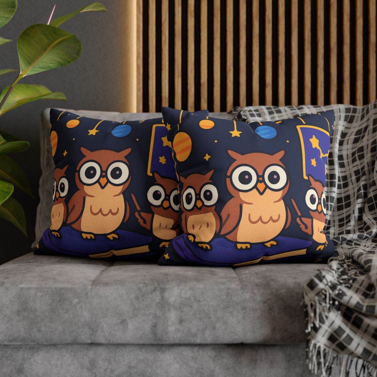 Galaxy Library Of The Wise Owls trendy patterned pillow cases
