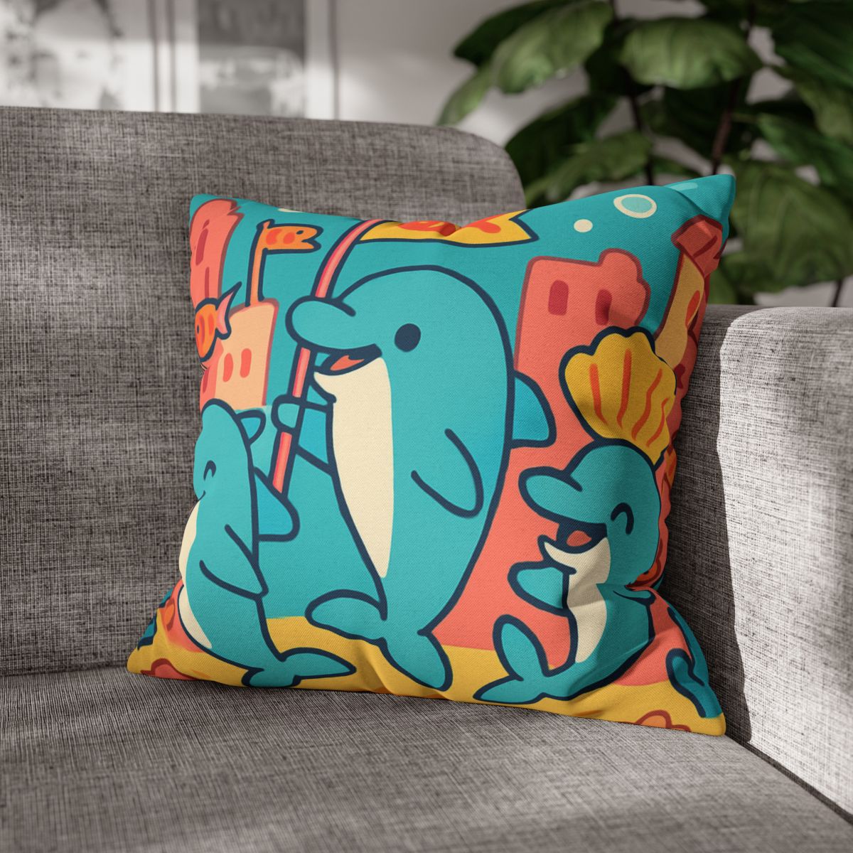 Coral City Dolphin Parade unique gift pillow cases