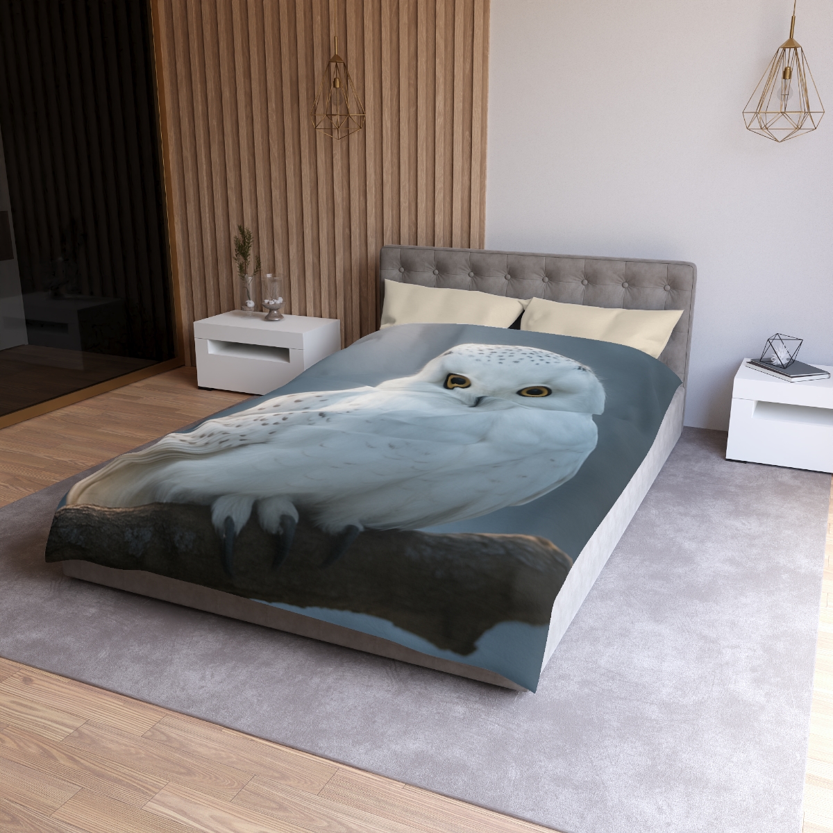 Twilight Watcher Snowy Owl unique patterned duvets