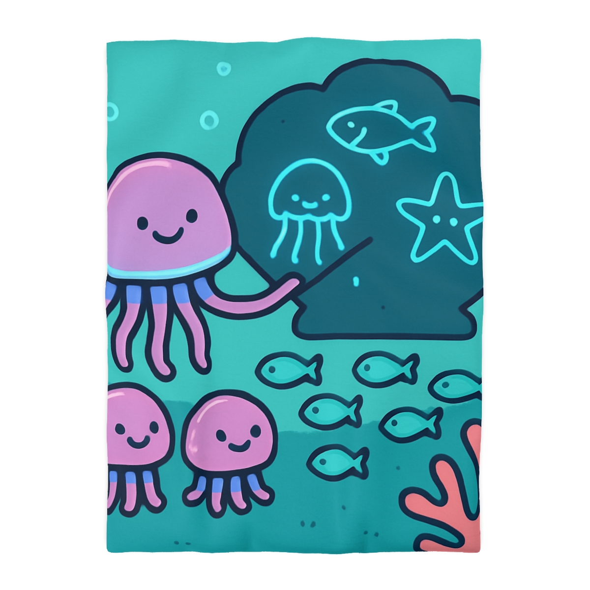 Bioluminescent Reef School With Glow Jellyfish personalized bedding duvets