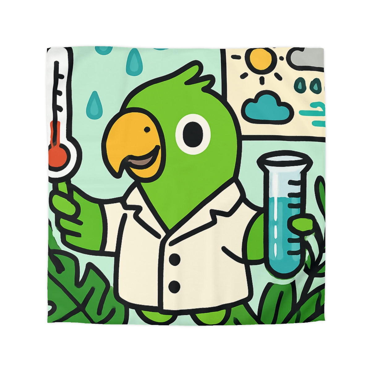 Rainforest Weather Lab With Parrot Scientist unique patterned duvets