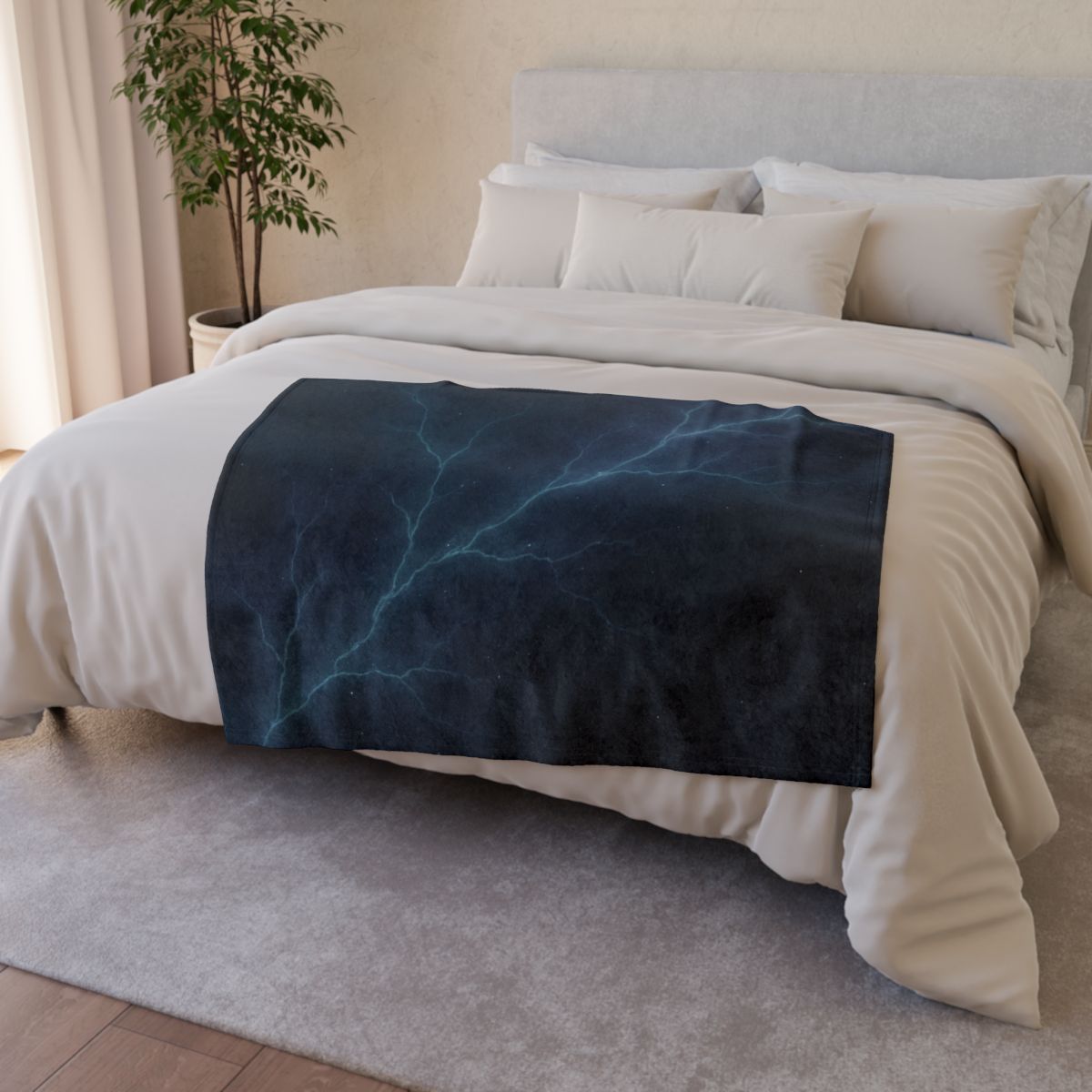 Dark Matter Vein Bloom soft fleece blankets