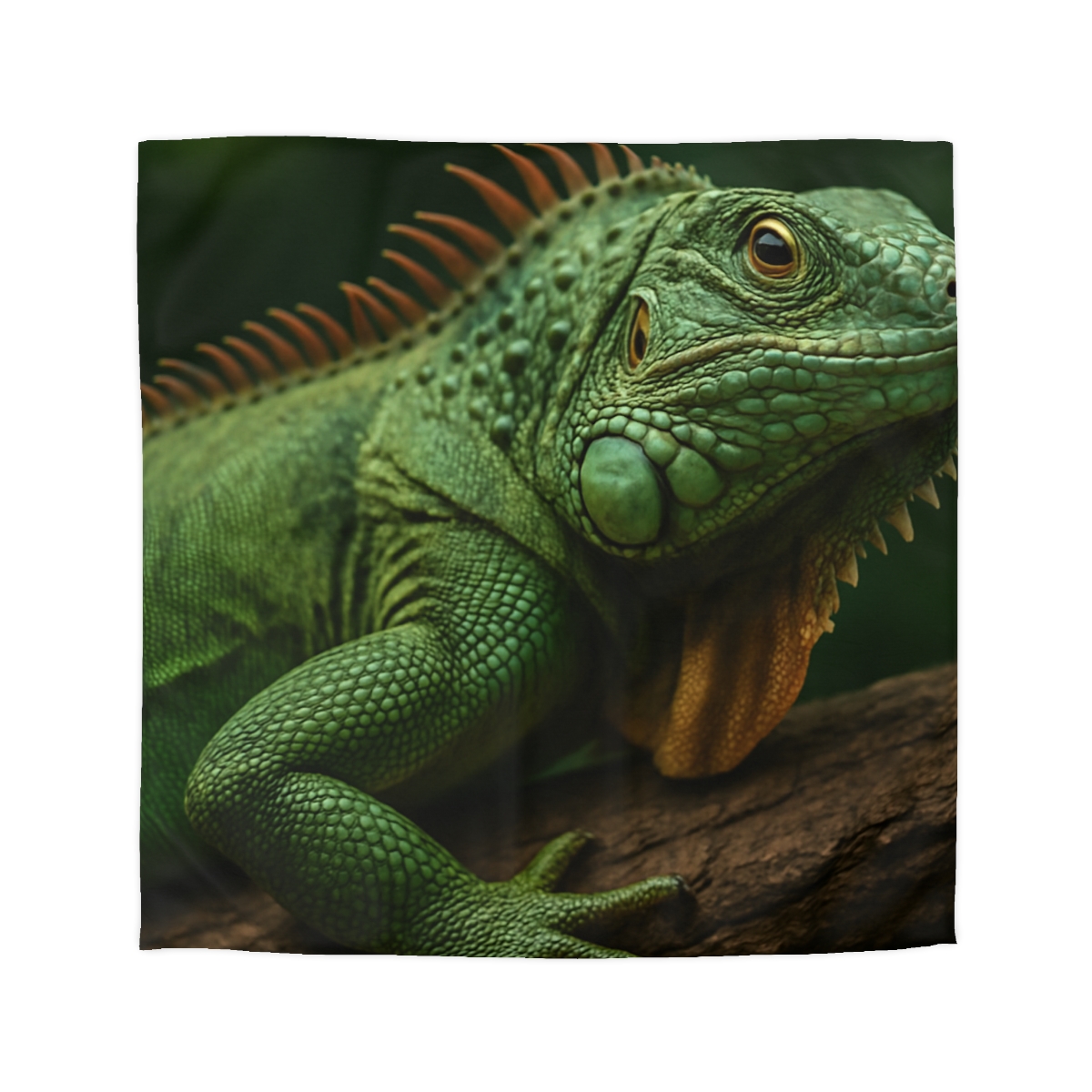 Sunlit Perch Green Iguana unique patterned duvets