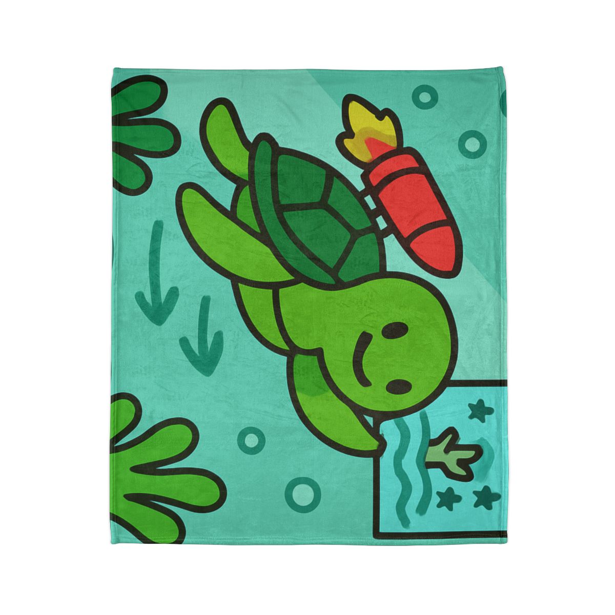 Underwater Rocket Turtle soft fleece blankets