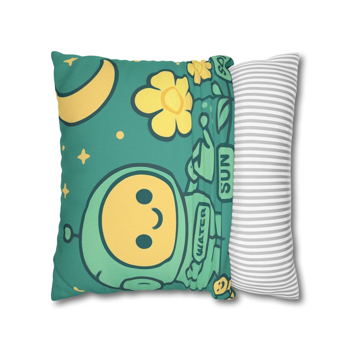 Robot Gardener And The Moonflower Patch soft cotton pillow cases