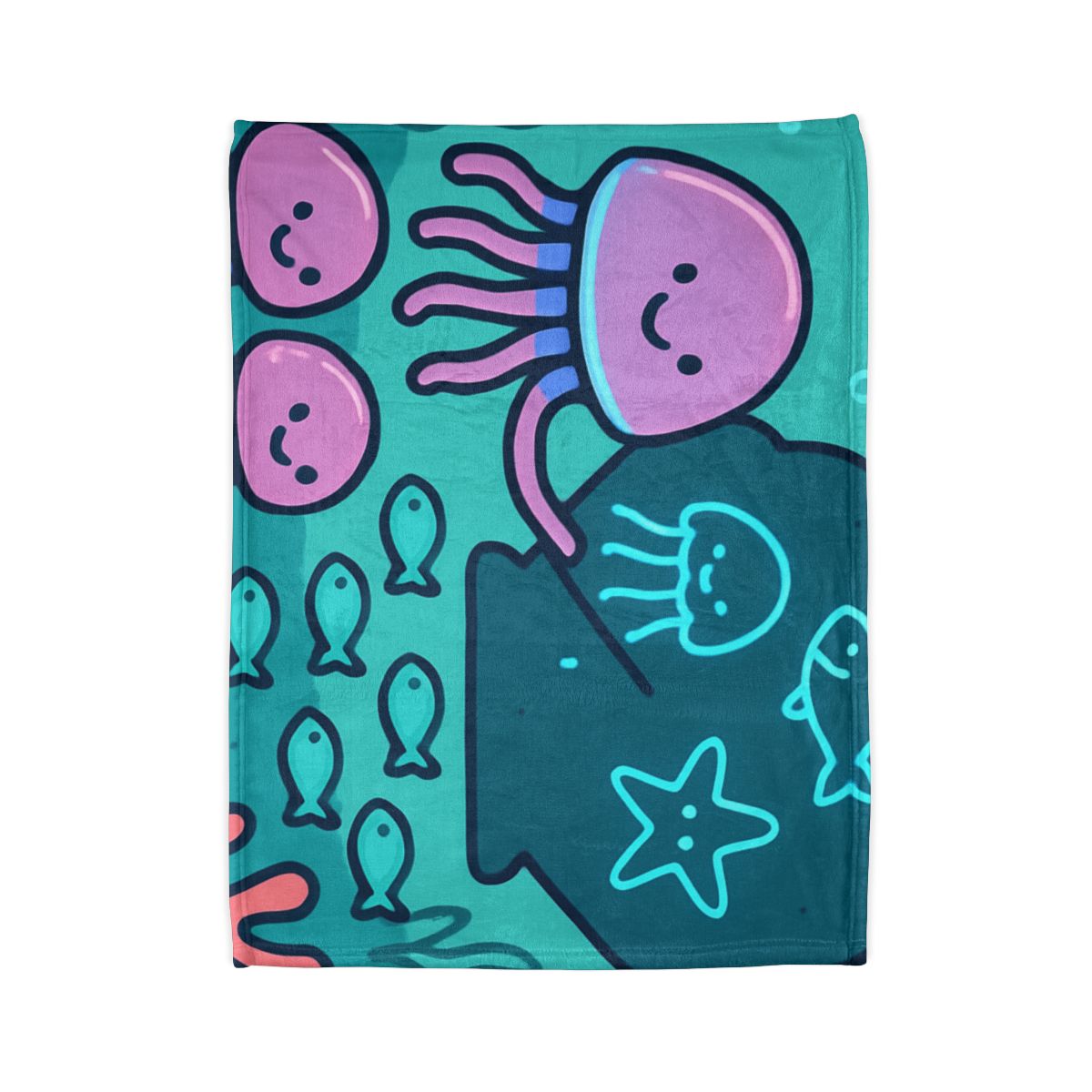 Bioluminescent Reef School With Glow Jellyfish custom blankets