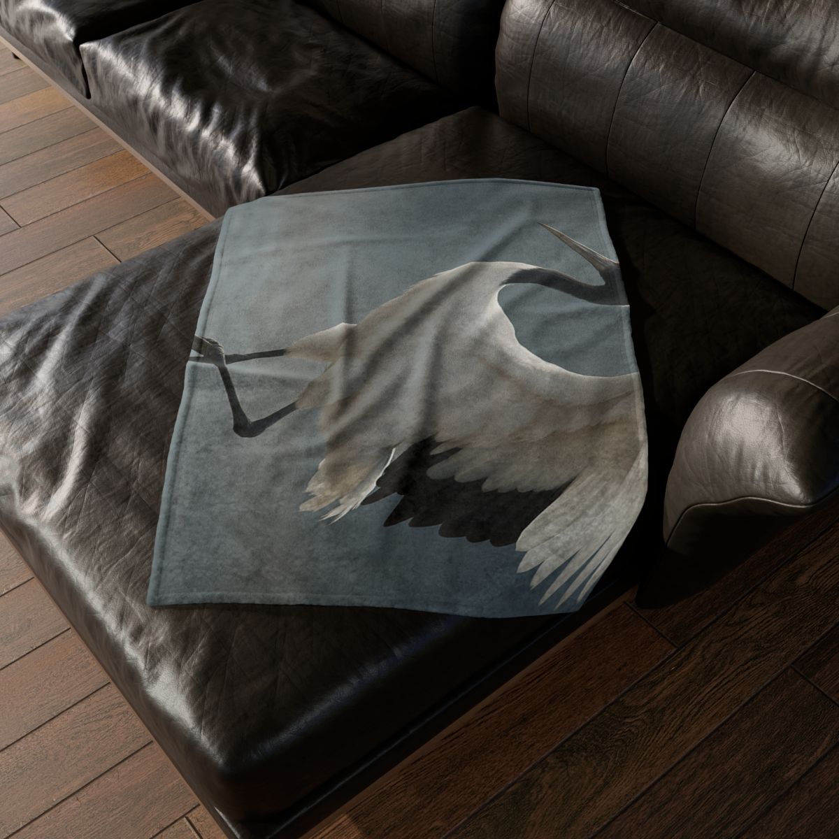 Mist Dancer Red Crowned Crane soft fleece blankets