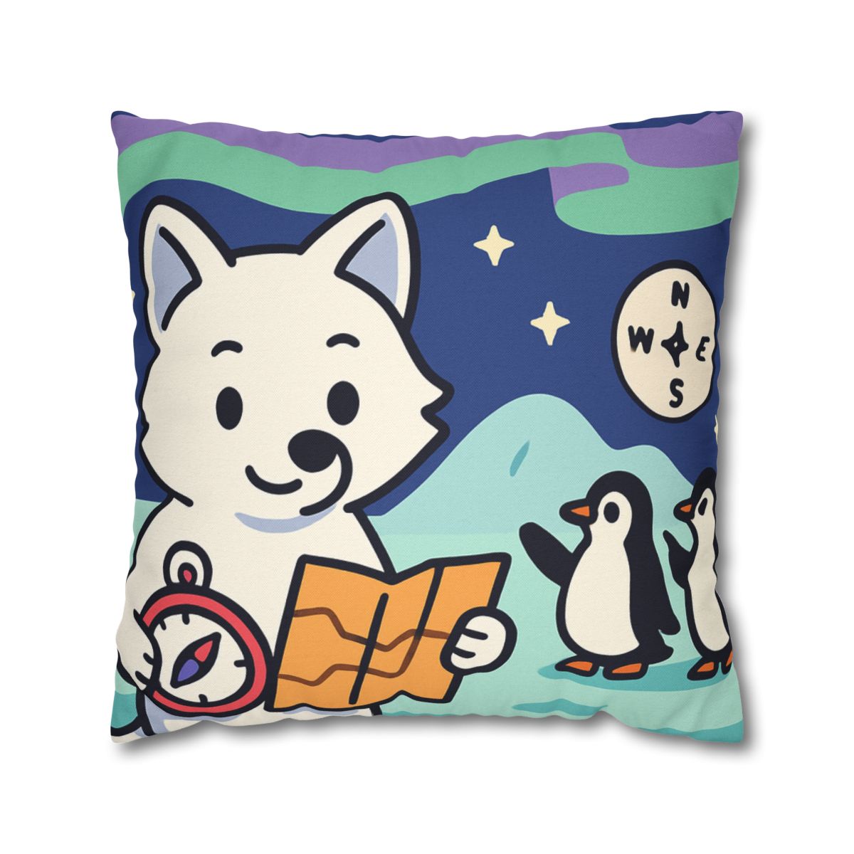 Aurora Fox And The Magnetic Map stylish decorative pillowcases