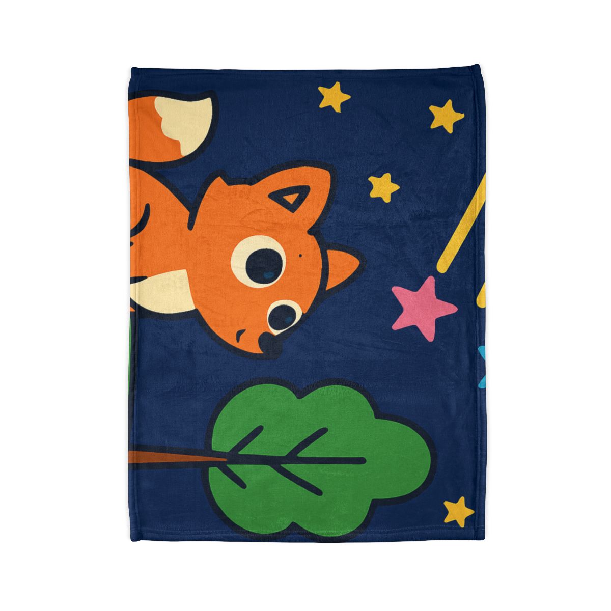 Cosmic Forest Fox And The Shooting Stars soft fleece blankets