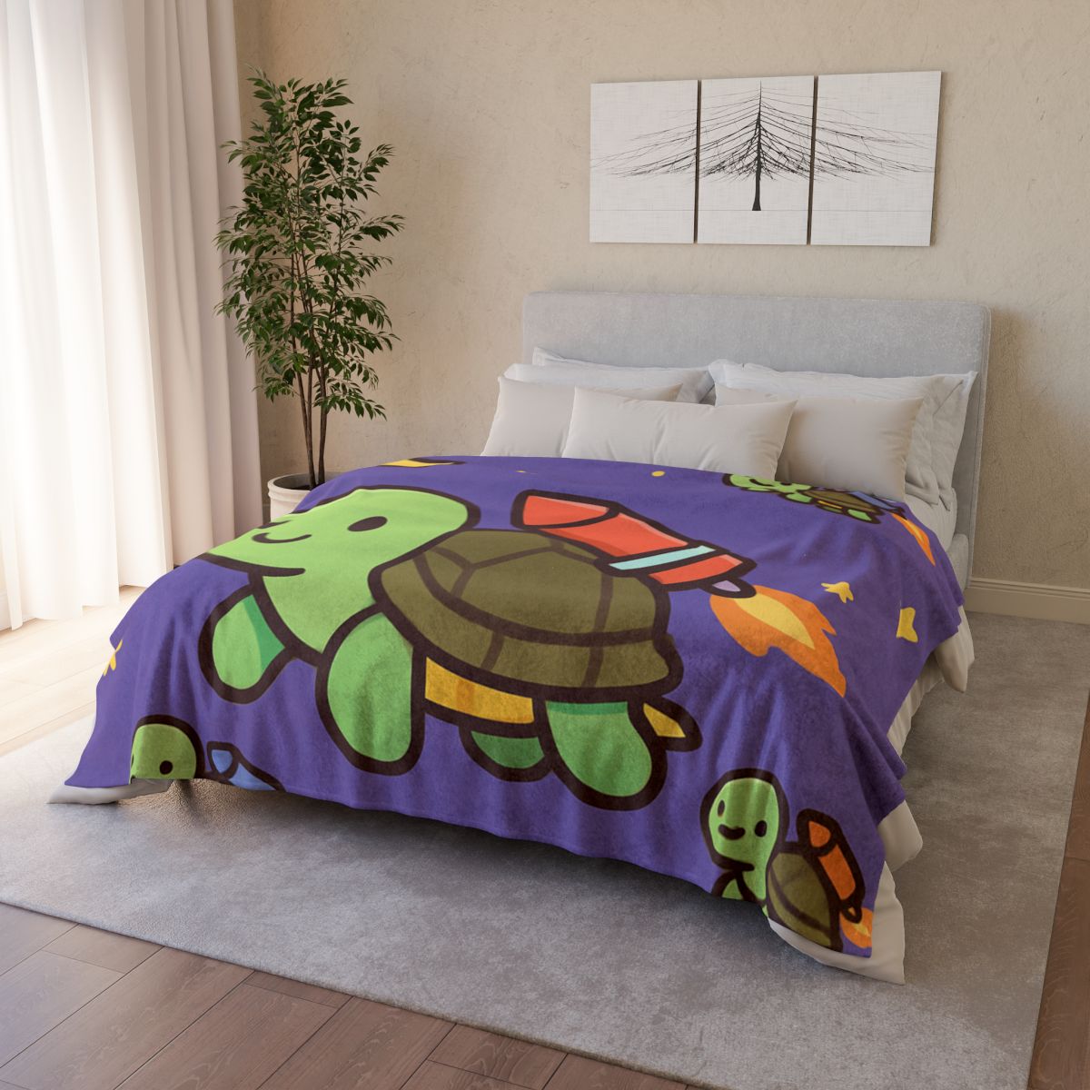Rocket Powered Turtle Parade soft fleece blankets