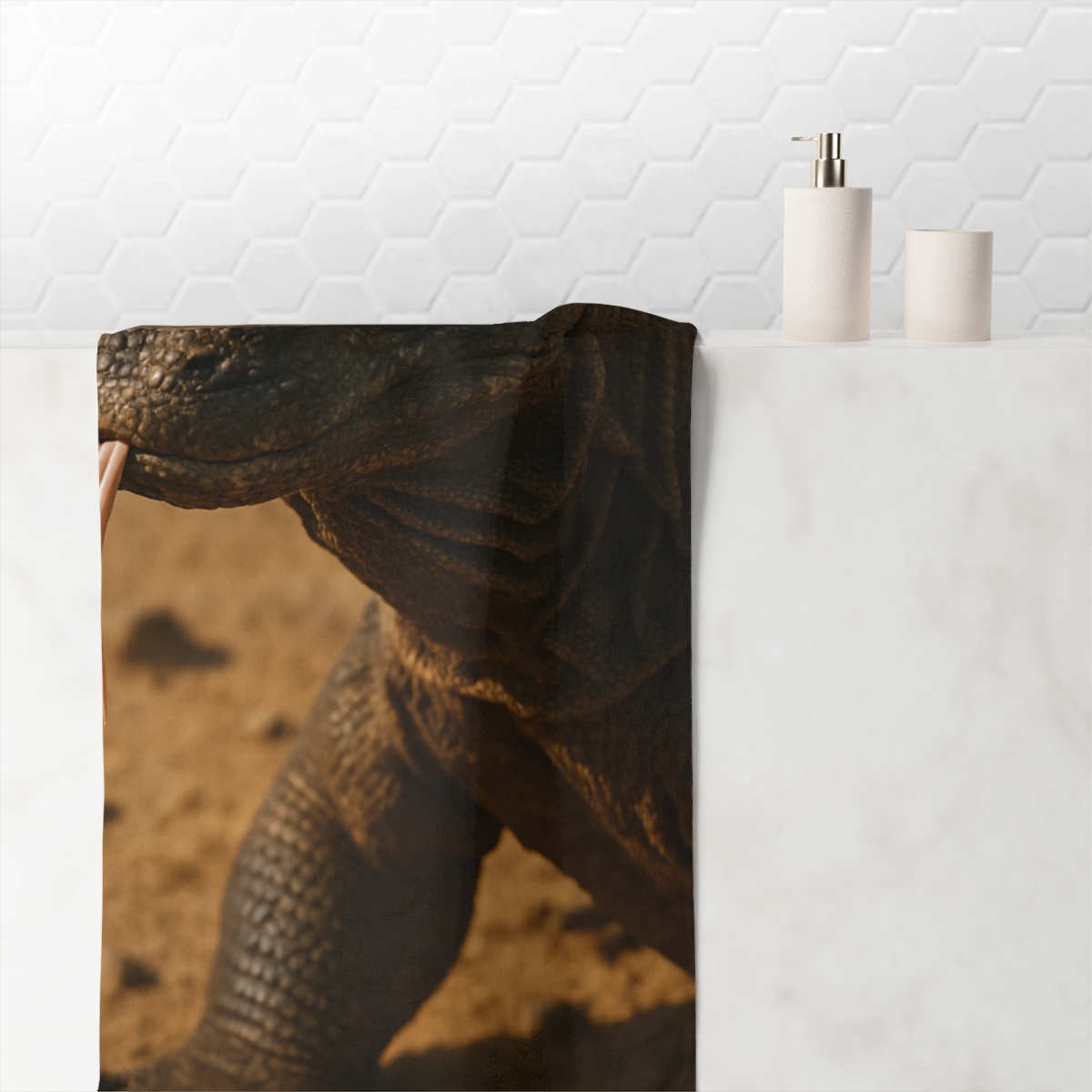 Ancient Sentinel Komodo Dragon personalized bath towels