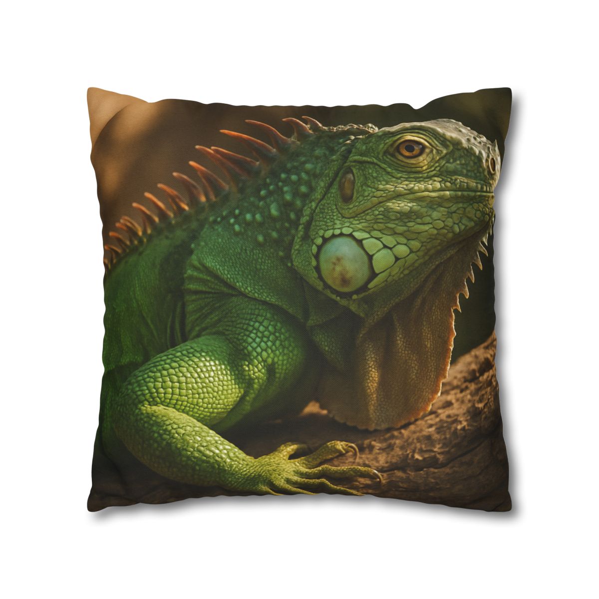 Sunlit Perch Green Iguana soft cotton pillow cases