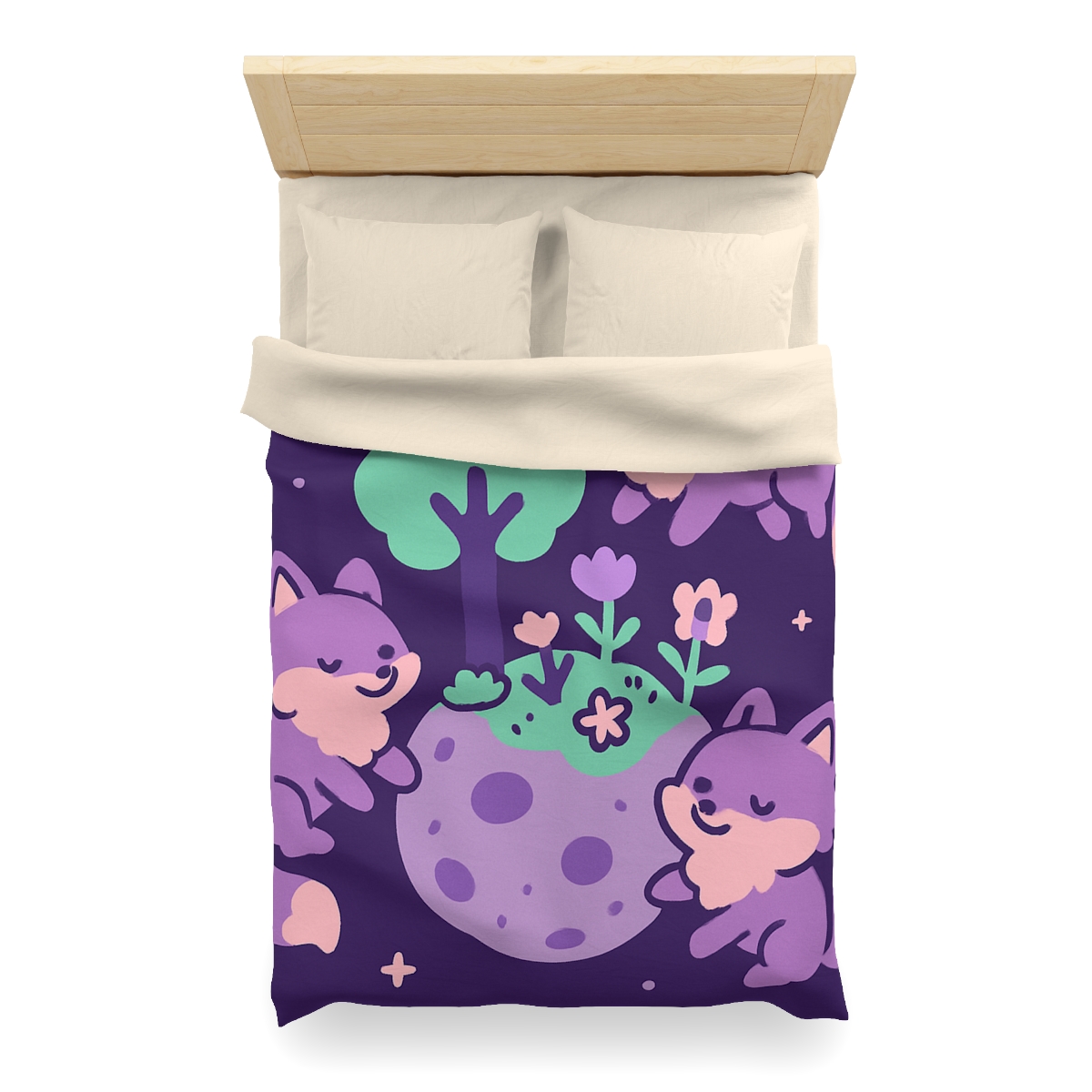 Galaxy Garden Of Floating Foxes designer printed duvets
