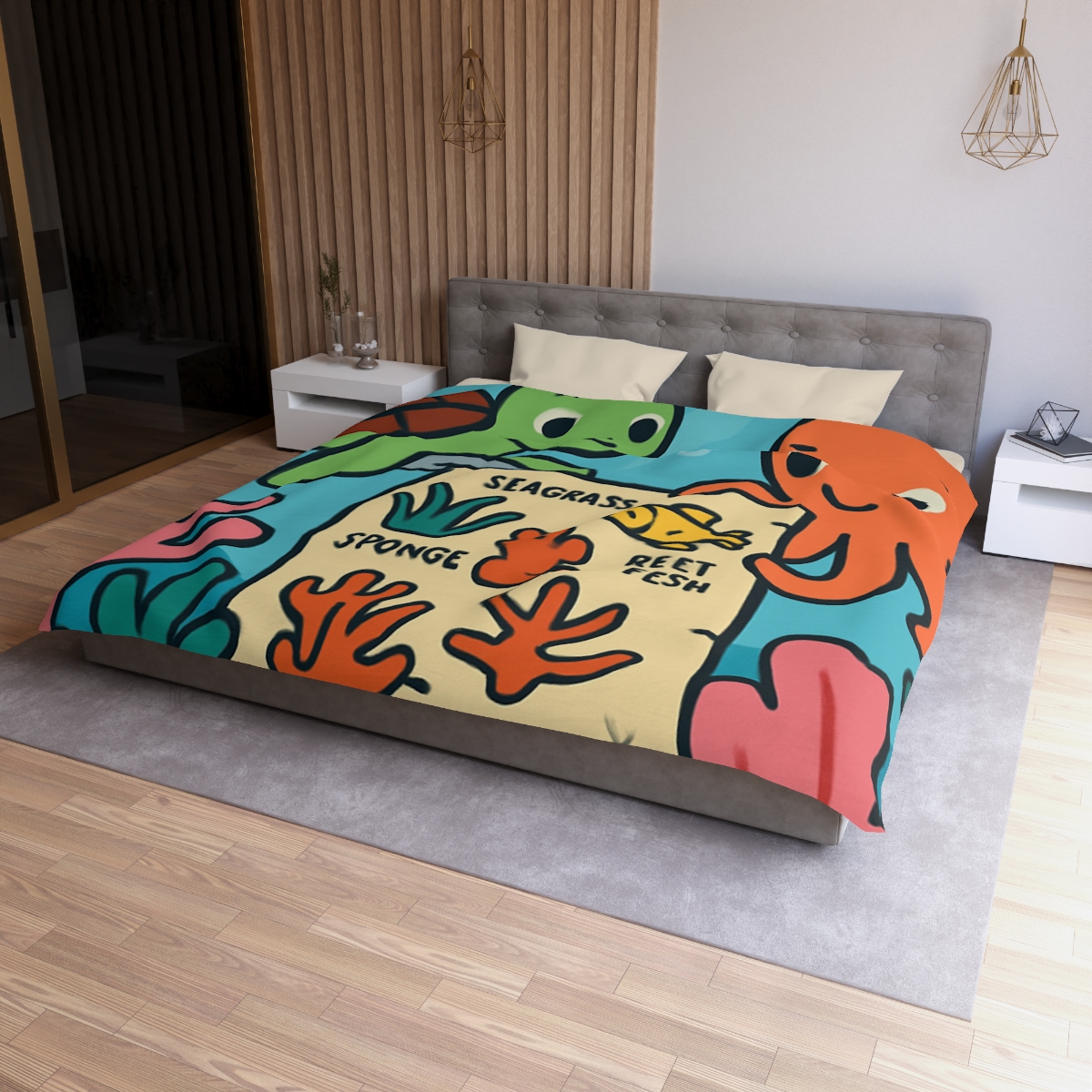 Coral Reef Map Makers personalized bedding duvets