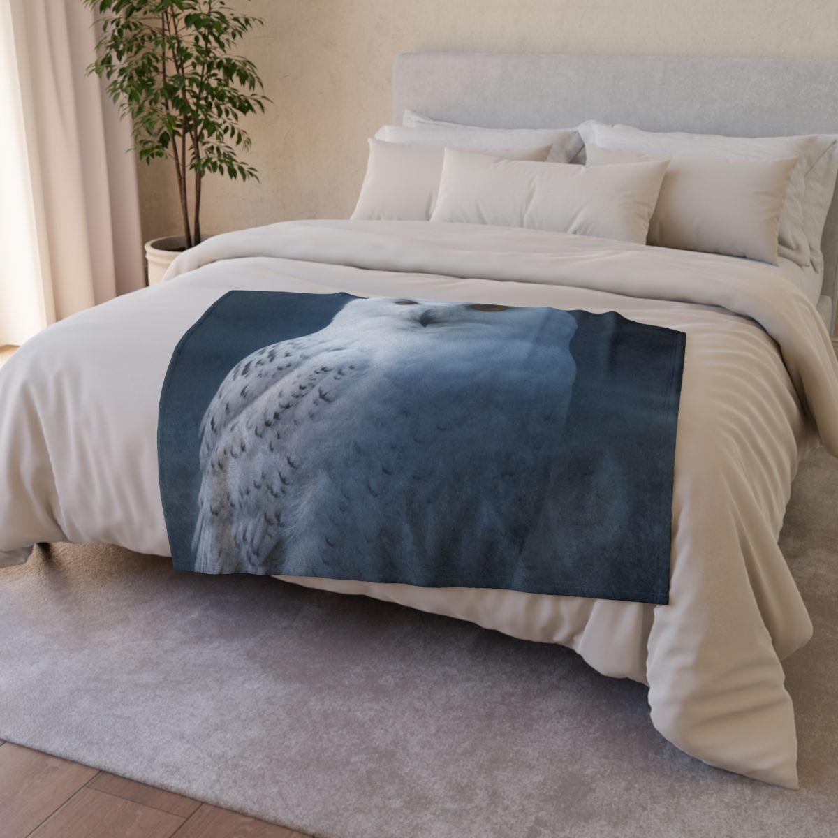 Moonlit Sentinel Snowy Owl stylish throw blankets