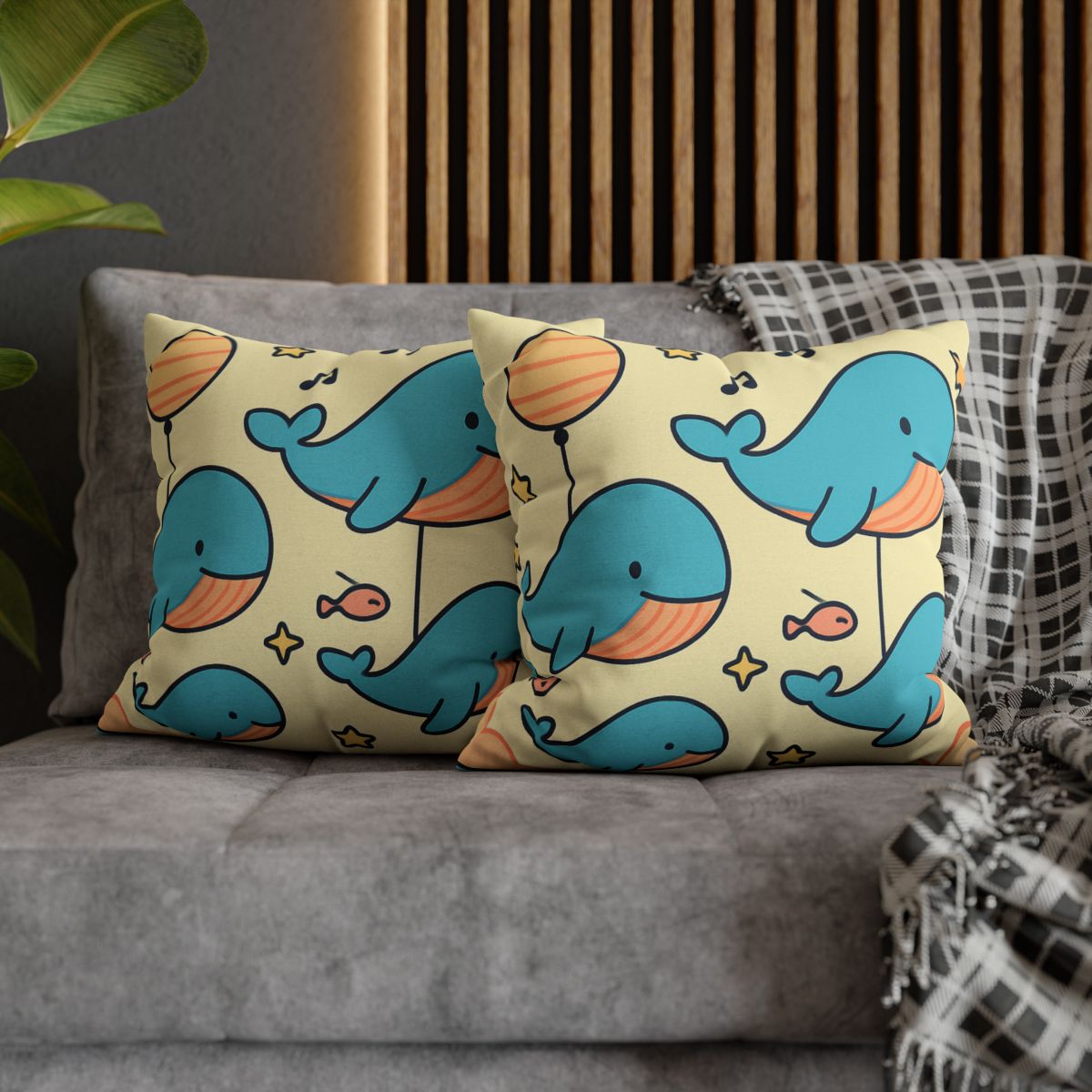 Cosmic Whale Parade personalized pillow covers