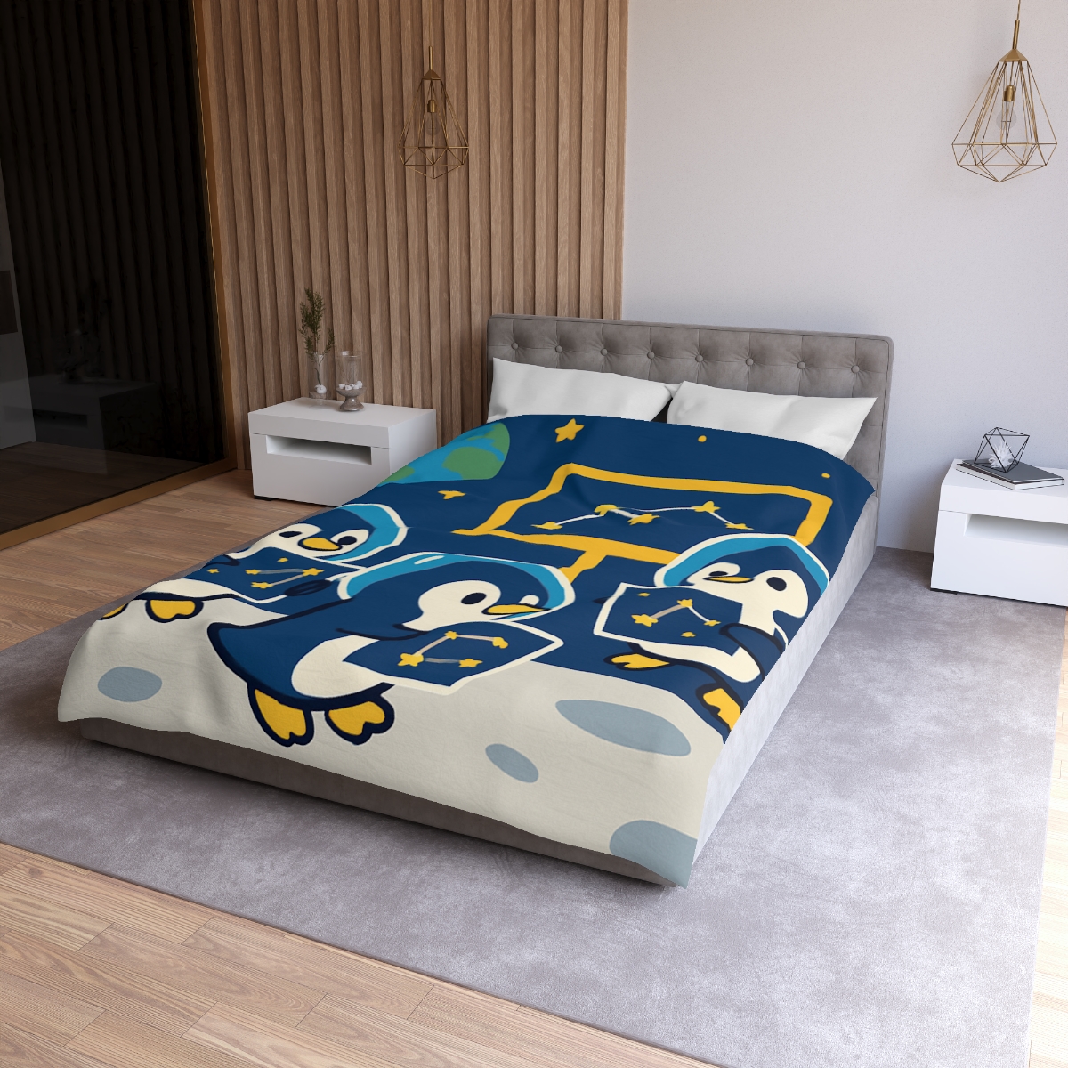 Space School For Curious Penguins soft comforter duvets