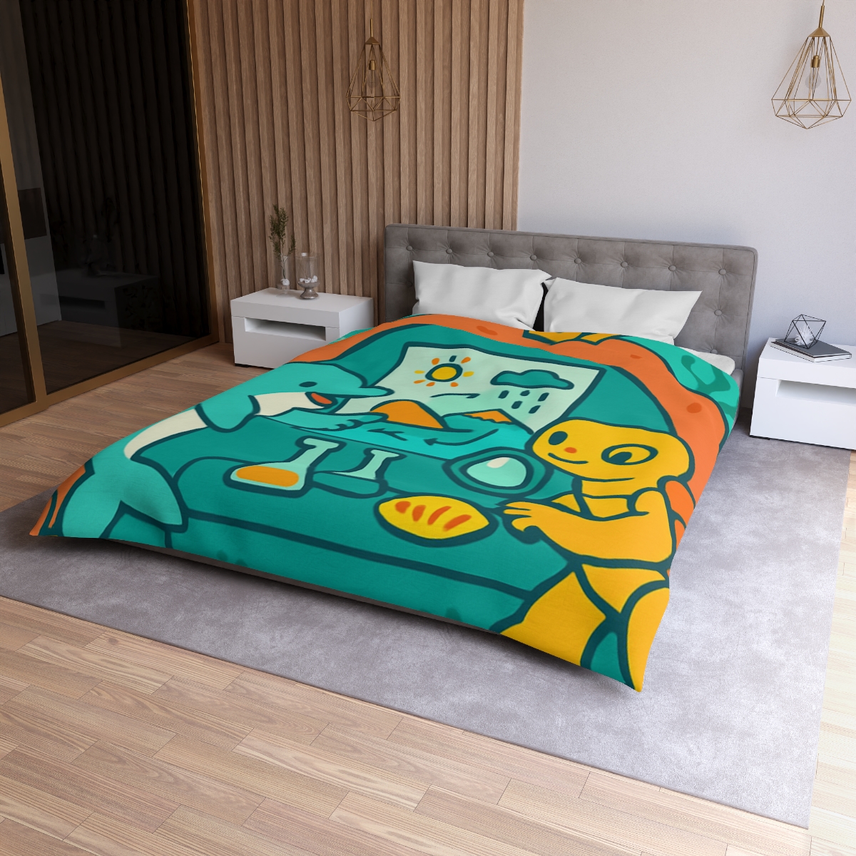 Coral Reef Science Lab designer printed duvets