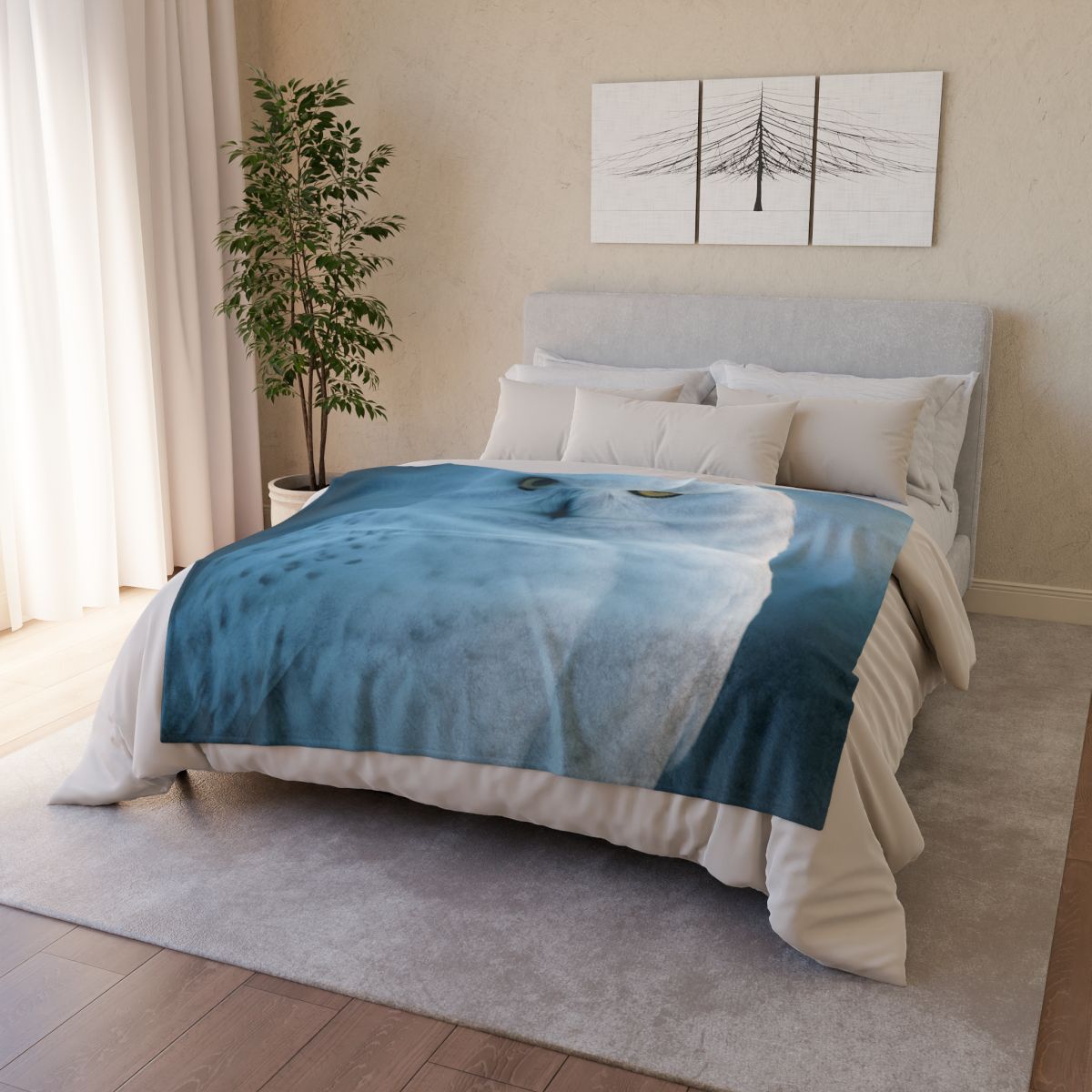 Twilight Watcher Snowy Owl decorative home blankets