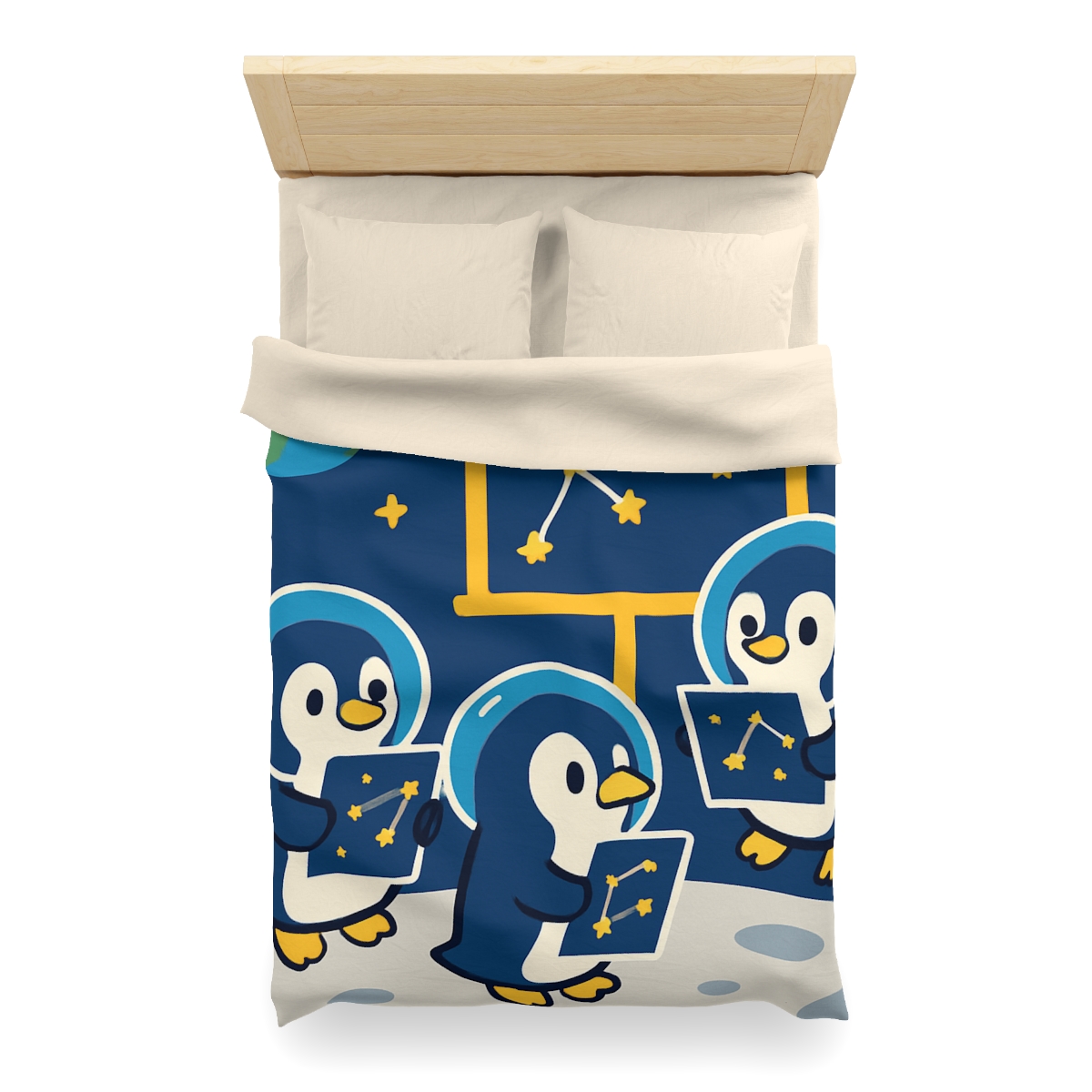 Space School For Curious Penguins soft comforter duvets