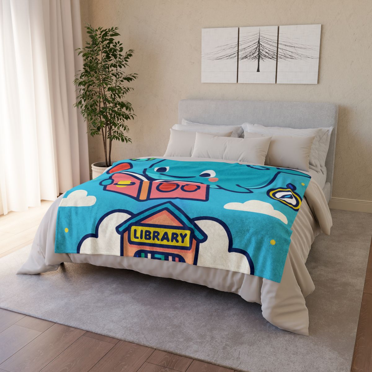 Nebula Library Sky Whale Reading Time unique gift blanketscustom blankets