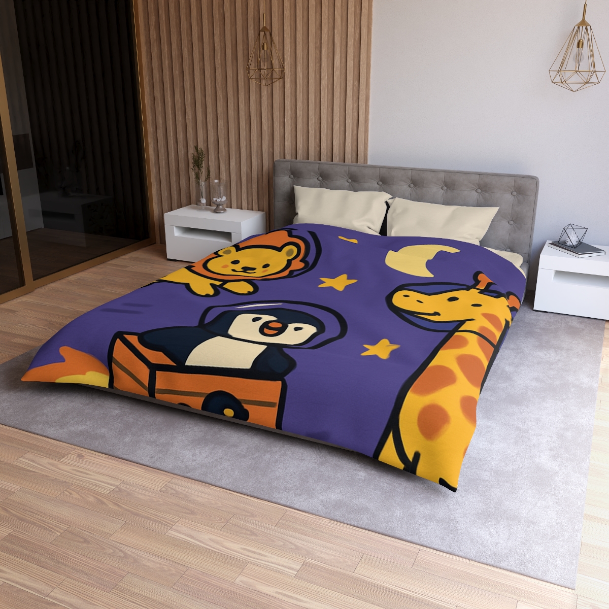 Starry Space Zoo personalized bedding duvets