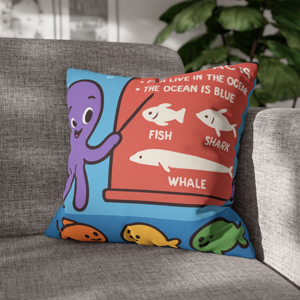 Coral Classroom With Professor Octopus soft cotton pillow cases