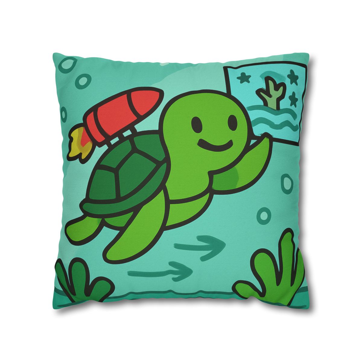 Underwater Rocket Turtle designer print pillow cases