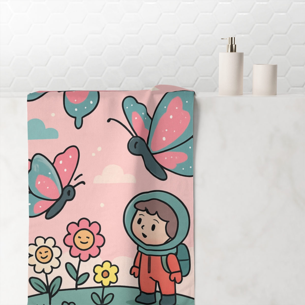 Nebula Butterfly Garden designer printed towels