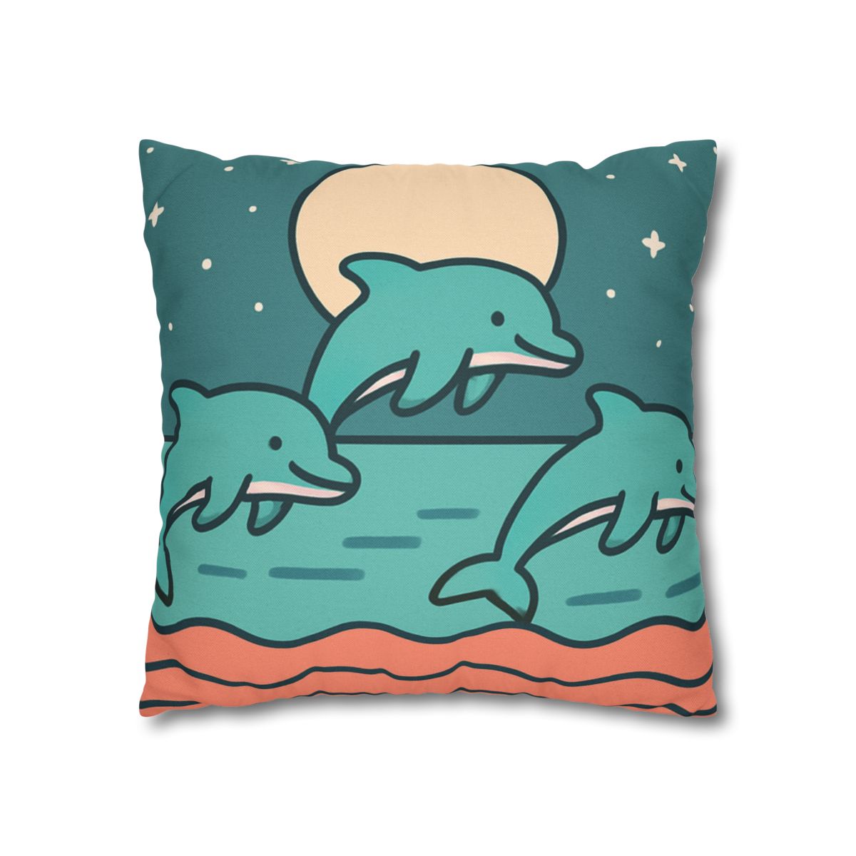 Moonlight Dolphin Parade trendy patterned pillow cases
