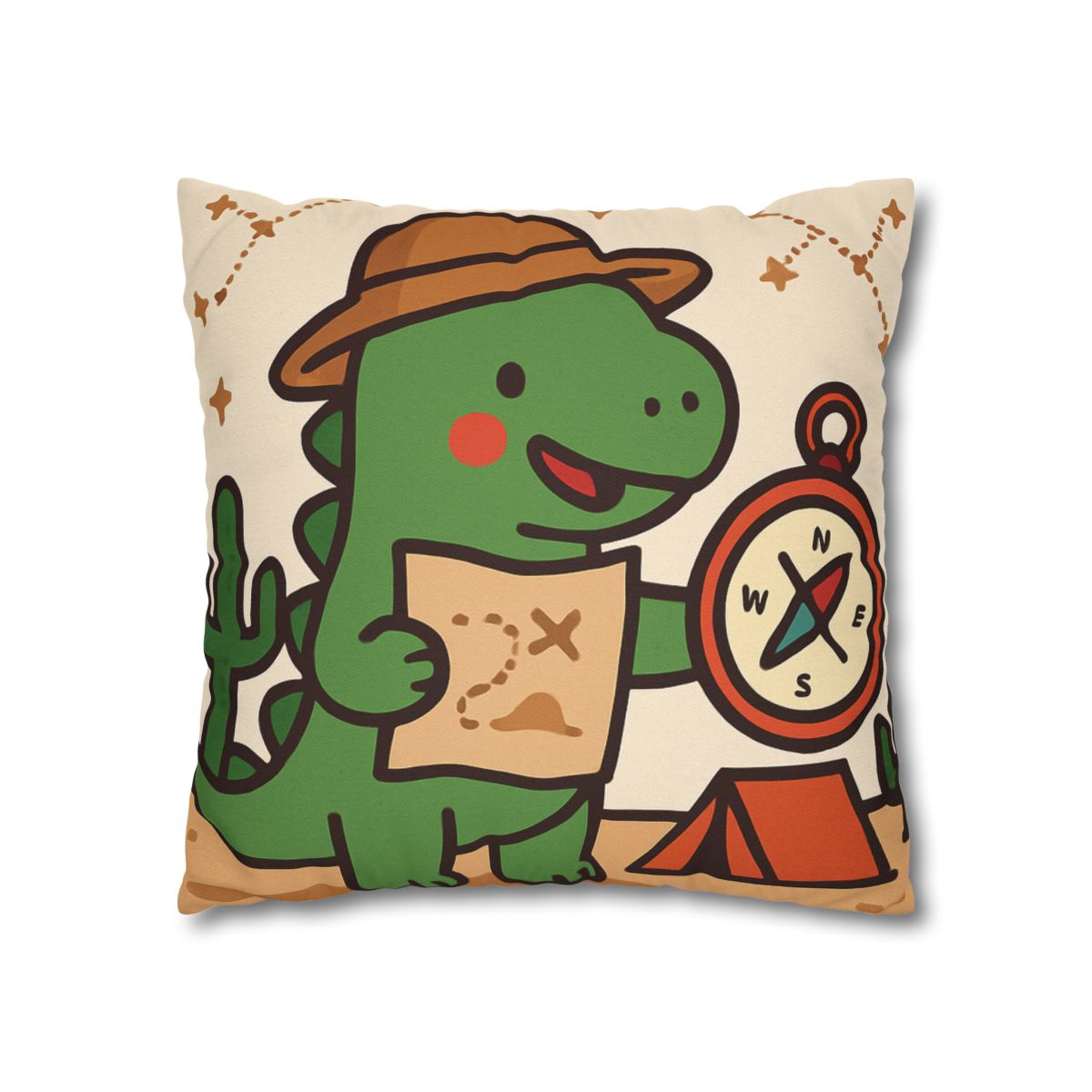 Desert Dino Map Quest With Compass And Constellations soft cotton pillow cases