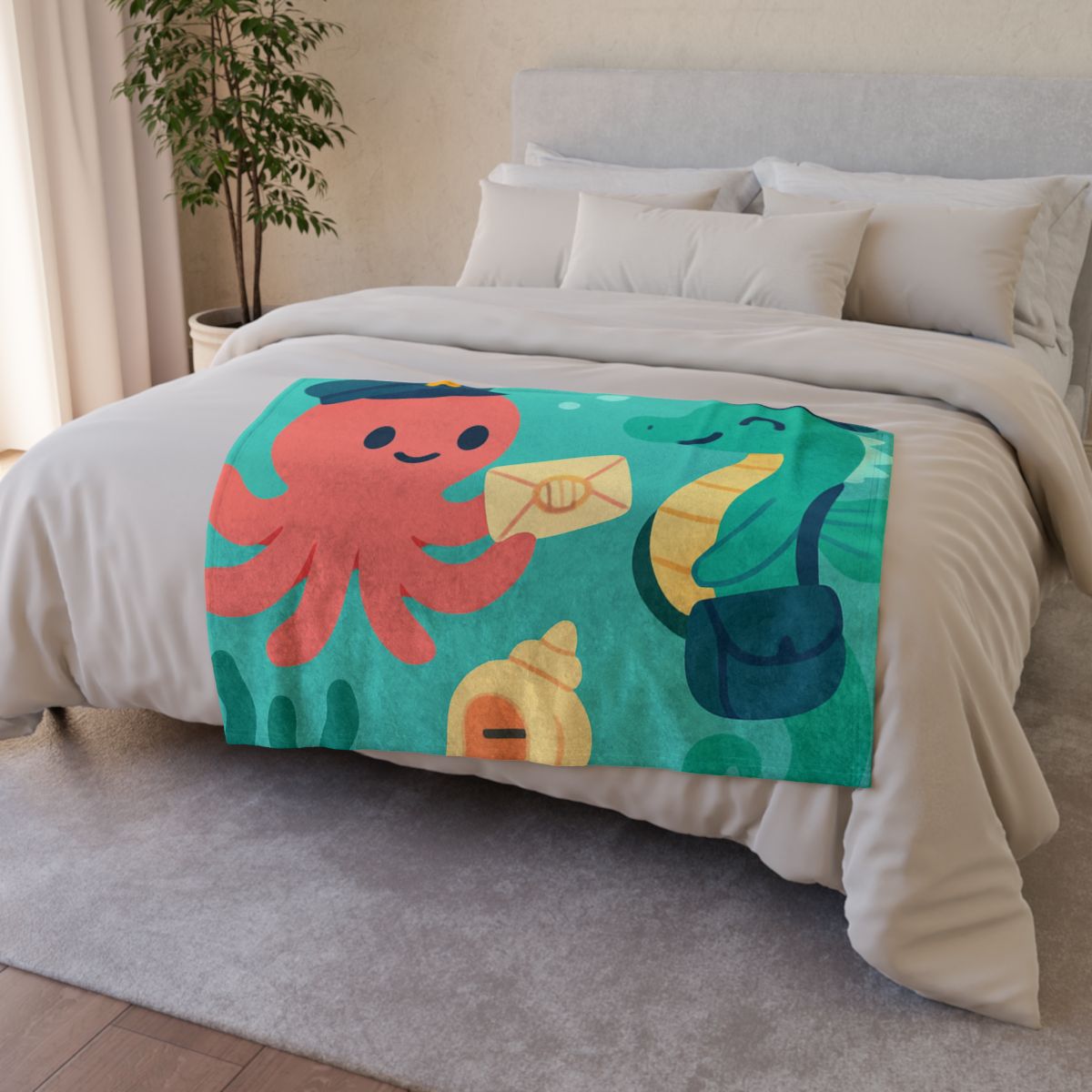 Glow Reef Post Office For Seahorse Mail trendy patterned blankets