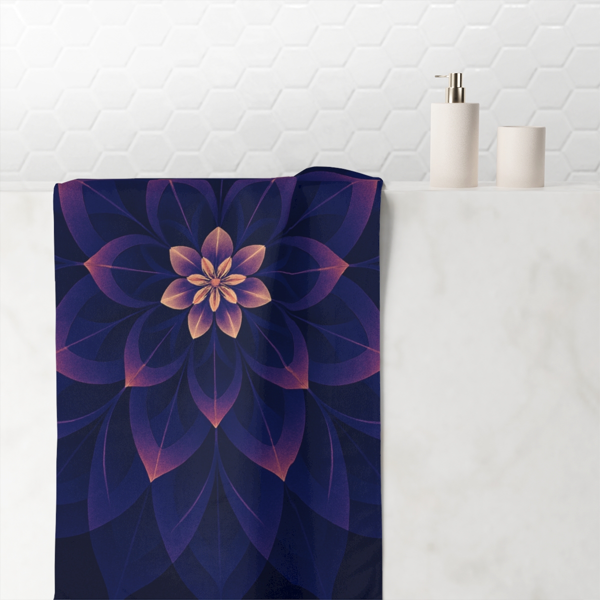Petal Aperture Kaleidoscope designer printed towels