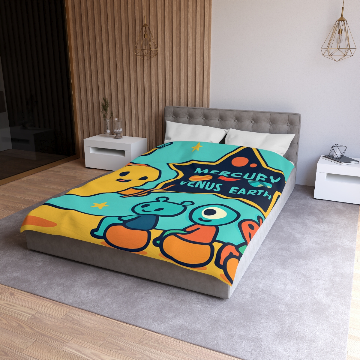 Comet Classroom On A Floating Asteroid unique patterned duvets