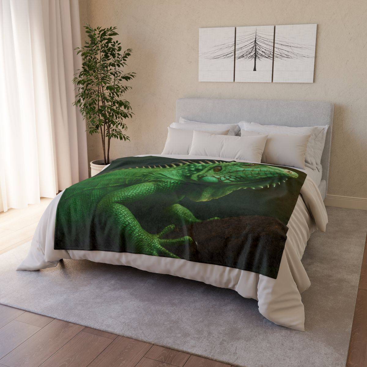 Mirror Glide Green Iguana decorative home blankets
