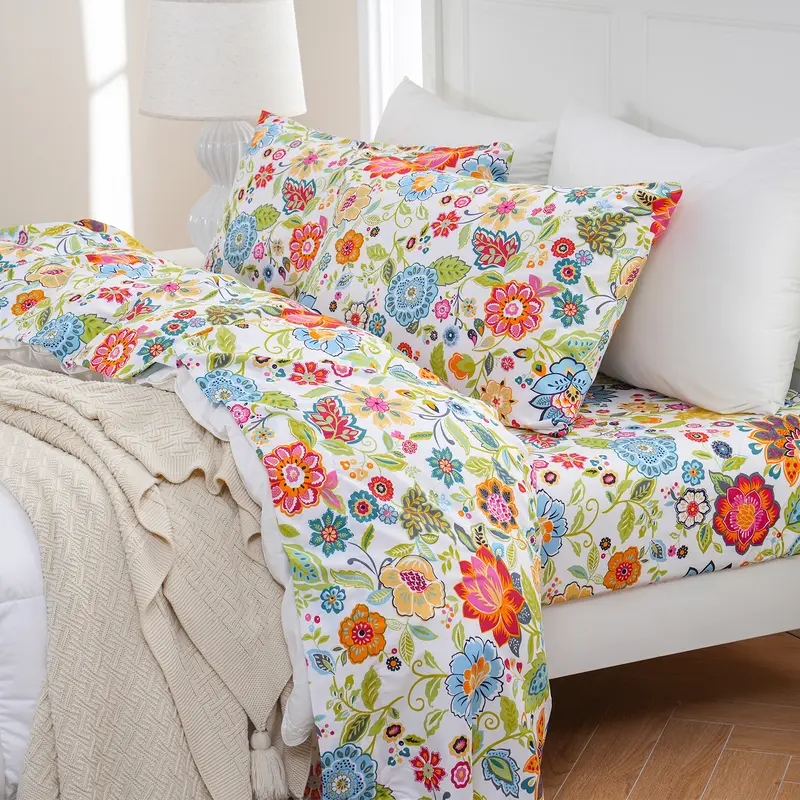 Bedlifes Bamboo Blend & Brushed Microfiber Cooling & Soft Hotel Floral Bed Sheet Set Soft 14-21"Extra Deep Pocket Silky Smooth Touch Natural Coolness for Valentines Day 2