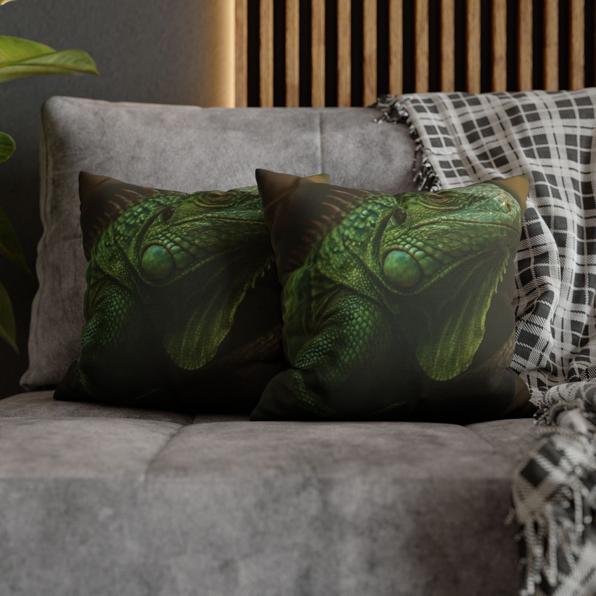Starlit Stillness Green Iguana trendy patterned pillow cases