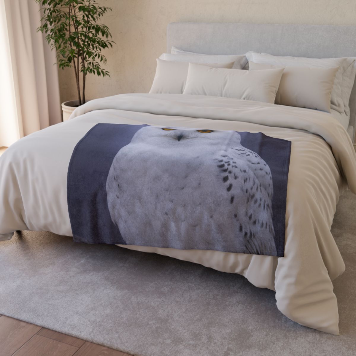Twilight Watcher Snowy Owl trendy patterned blankets