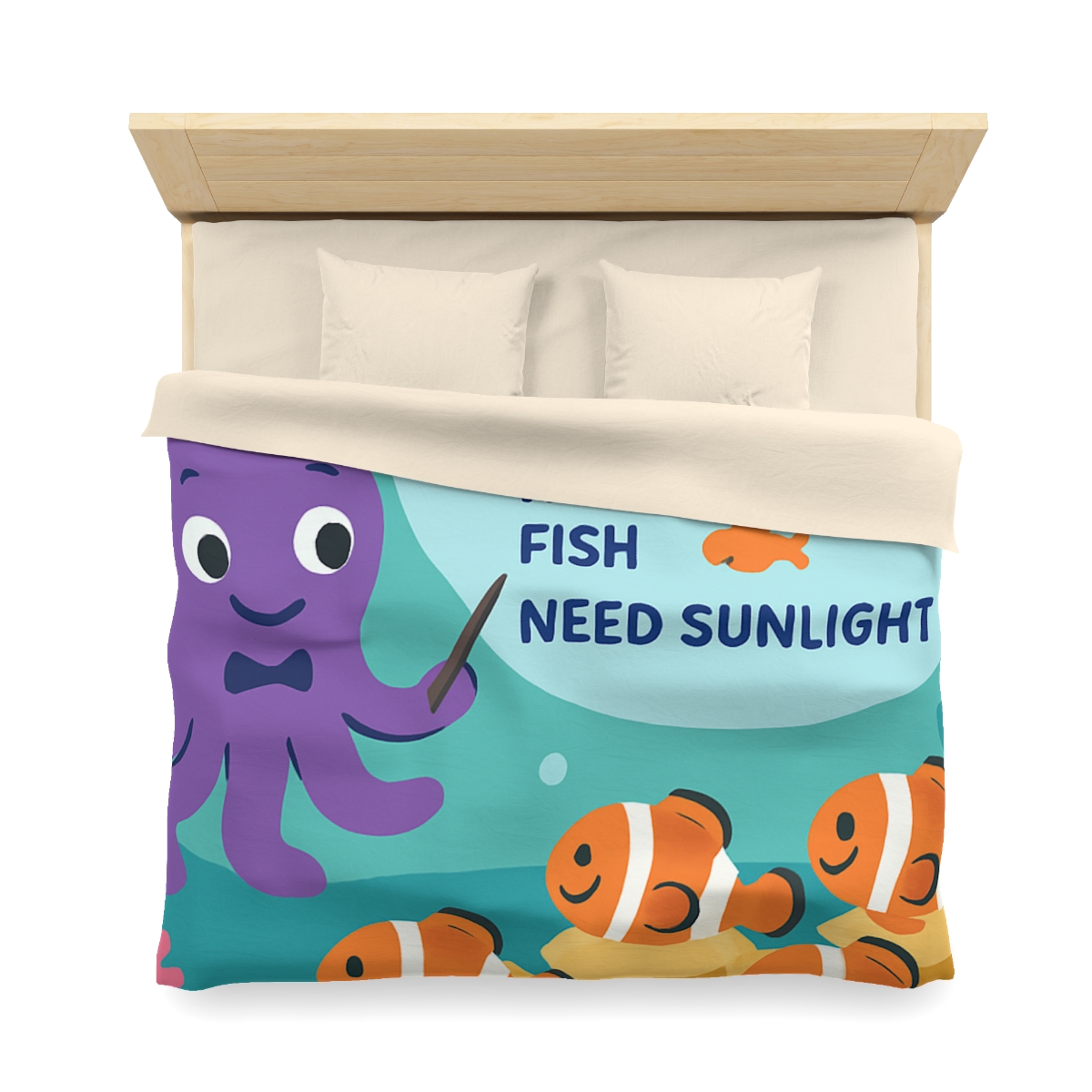 Coral Classroom With Professor Octopus soft comforter duvets
