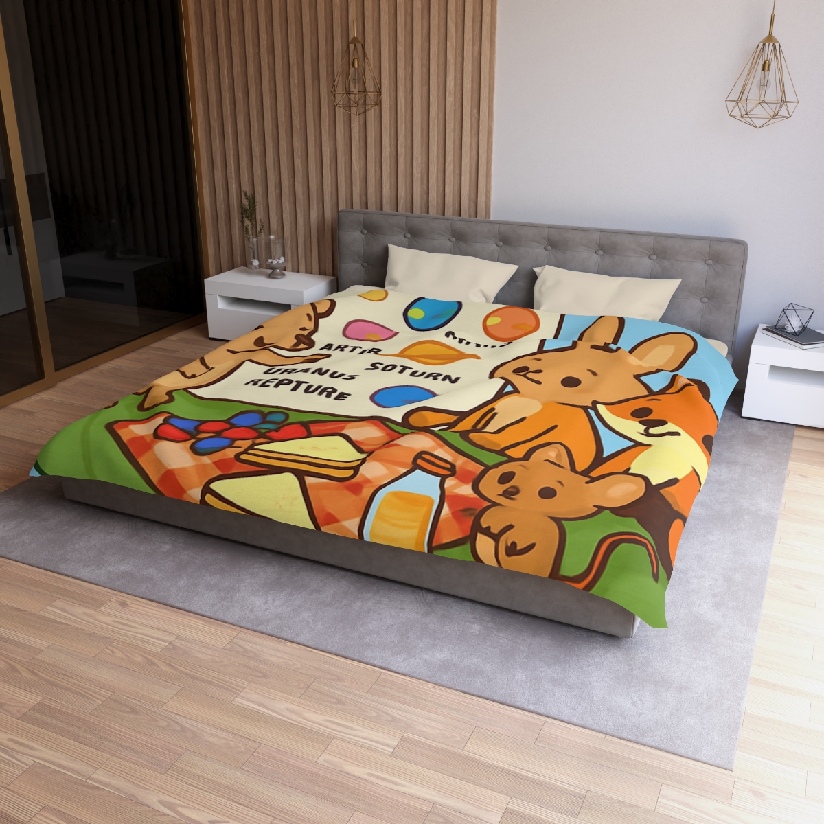 Solar System Picnic On A Floating Leaf stylish duvet covers