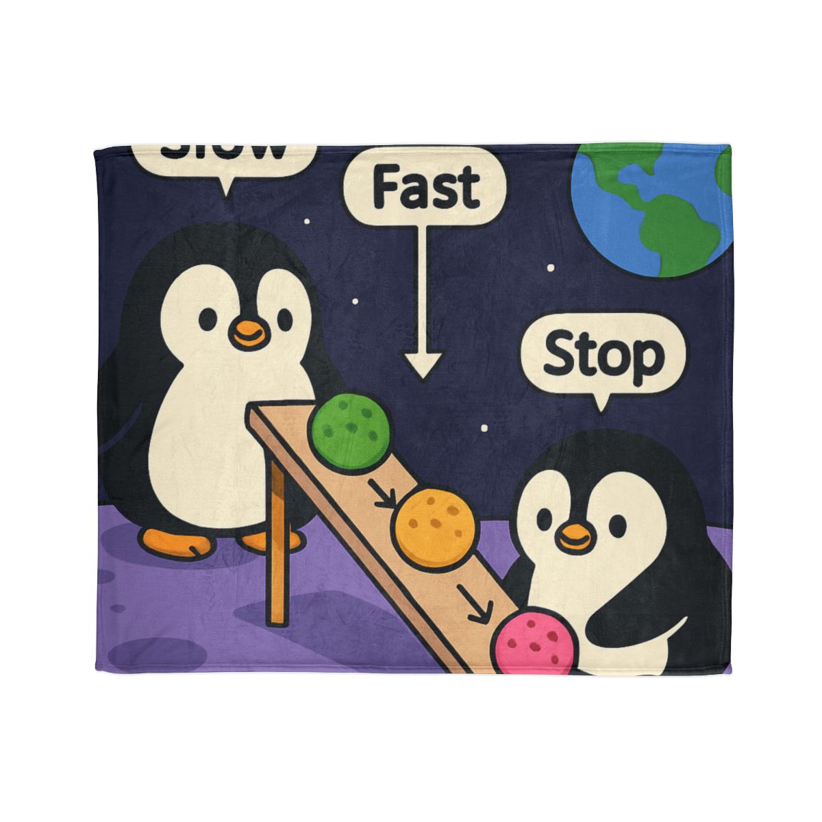 Moonlight Penguin Ice Cream Physics stylish throw blankets