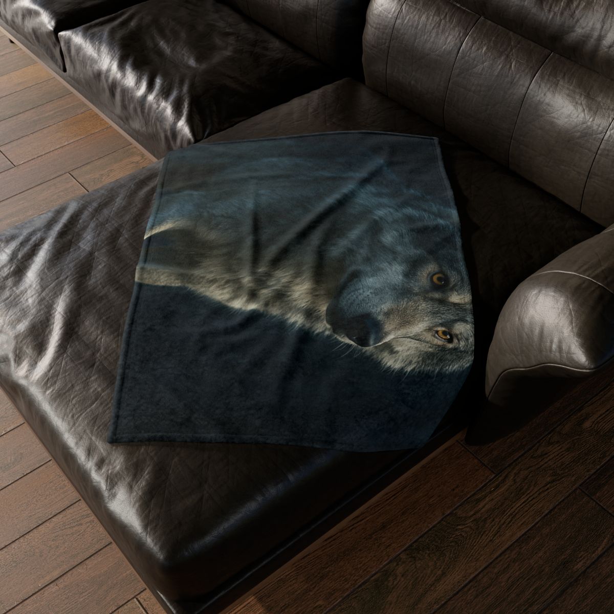 Moonlit Pause Gray Wolf personalized cozy blankets